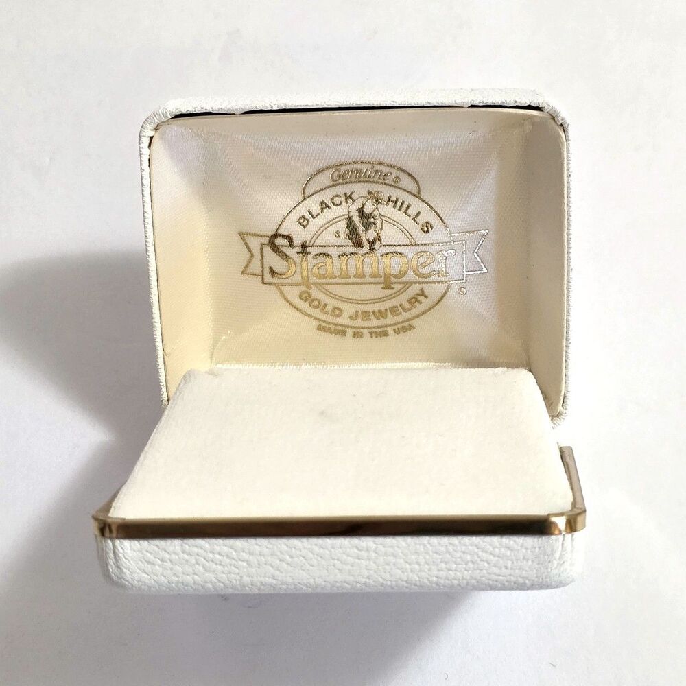 Necklace Box branded Stampers Black Hills Gold white pebbled outer, BOX ONLY